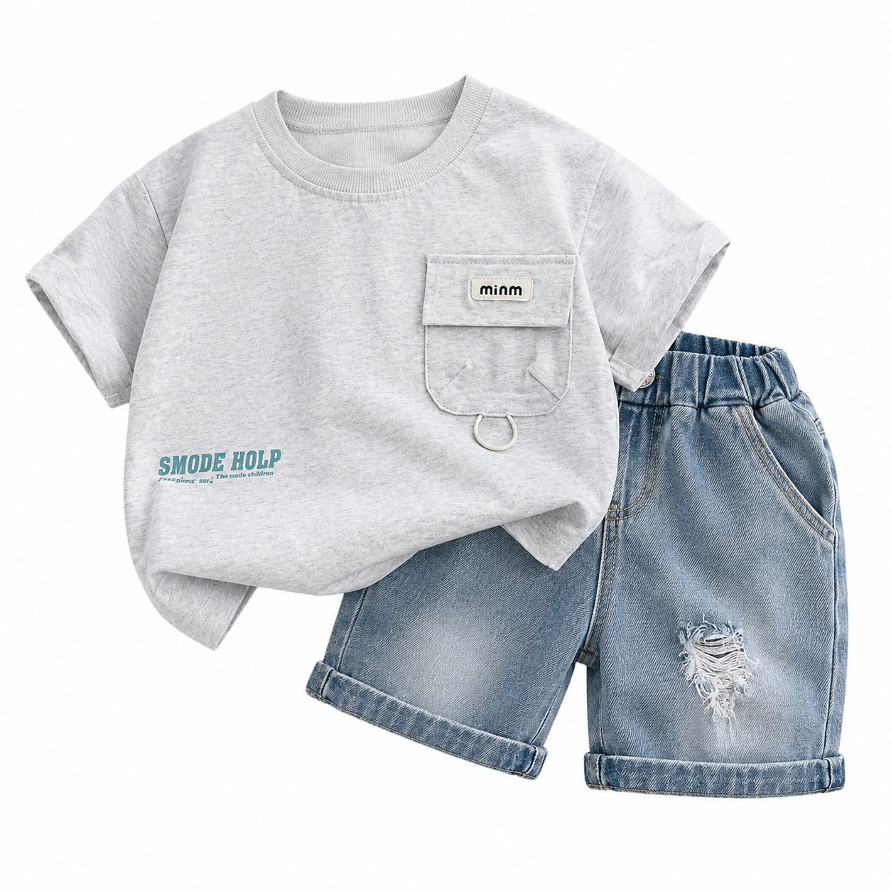 Premium Graphic Tee & Denim Shorts Boy's Set