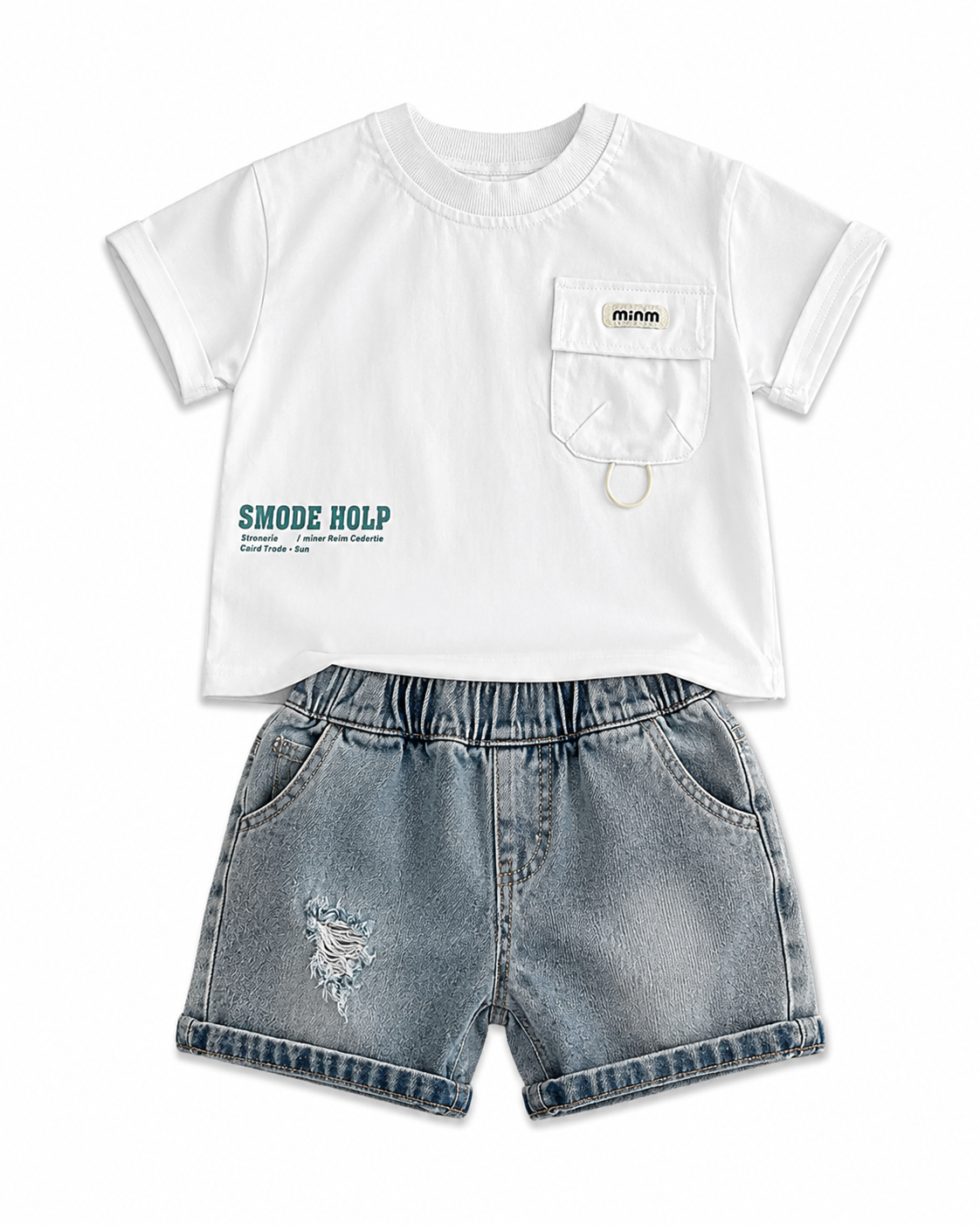 Premium Graphic Tee & Denim Shorts Boy's Set