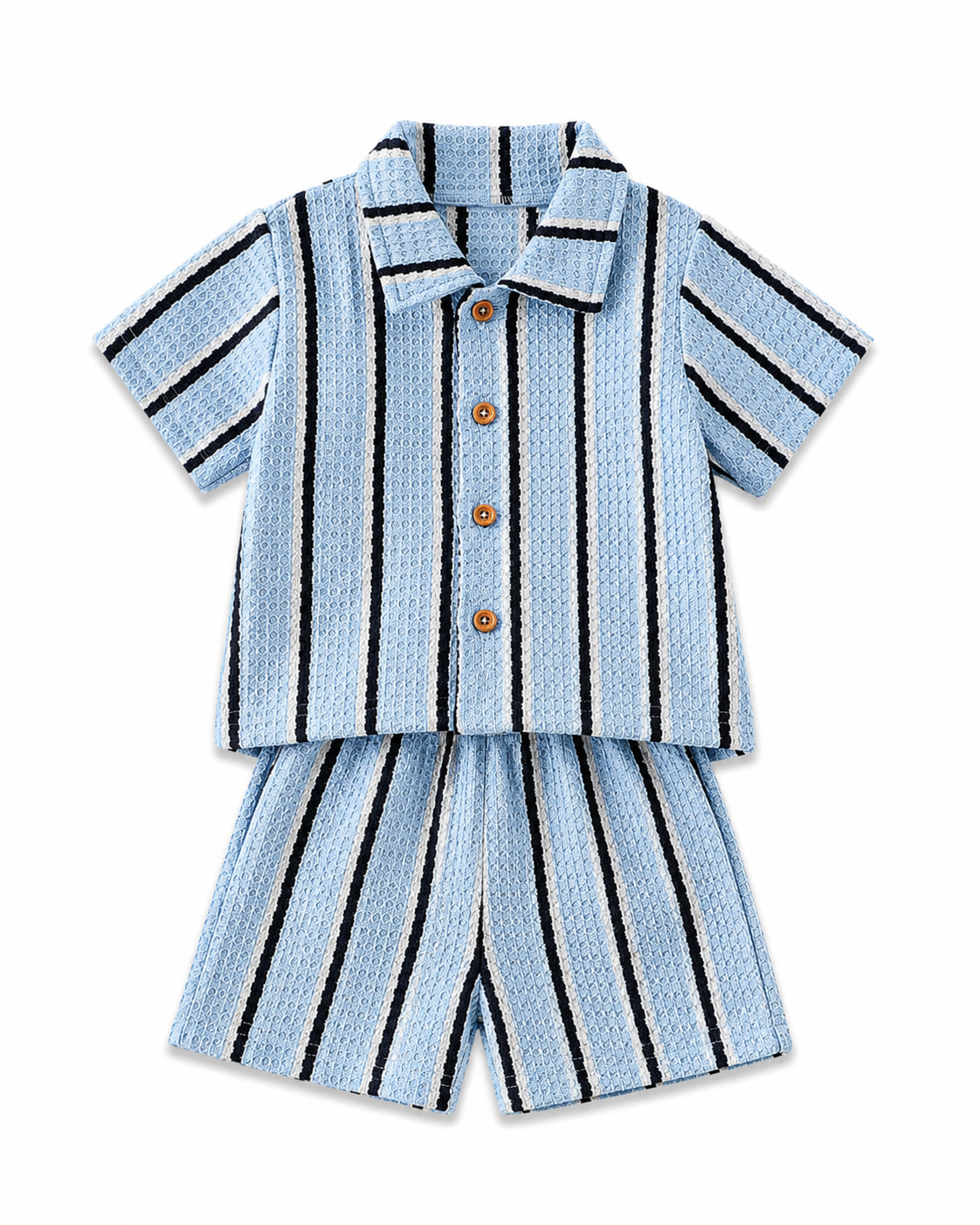 Coastal Stripe Camp Collar Boy's Set
