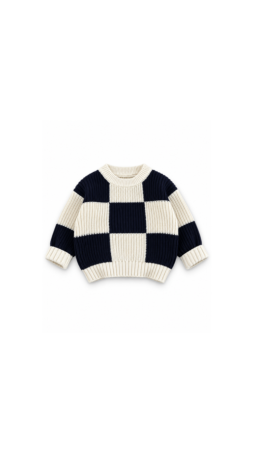 Checkerboard Chunky-Knit Sweater Boy's T-Shirt