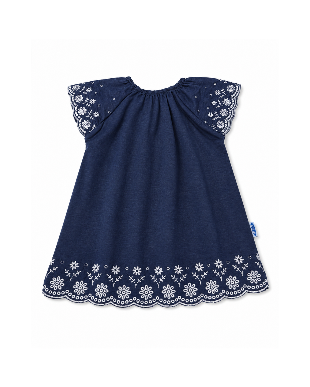 Girls’ Navy Floral Embroidered Dress