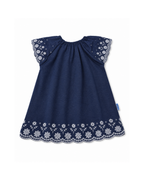 Girls’ Navy Floral Embroidered Dress