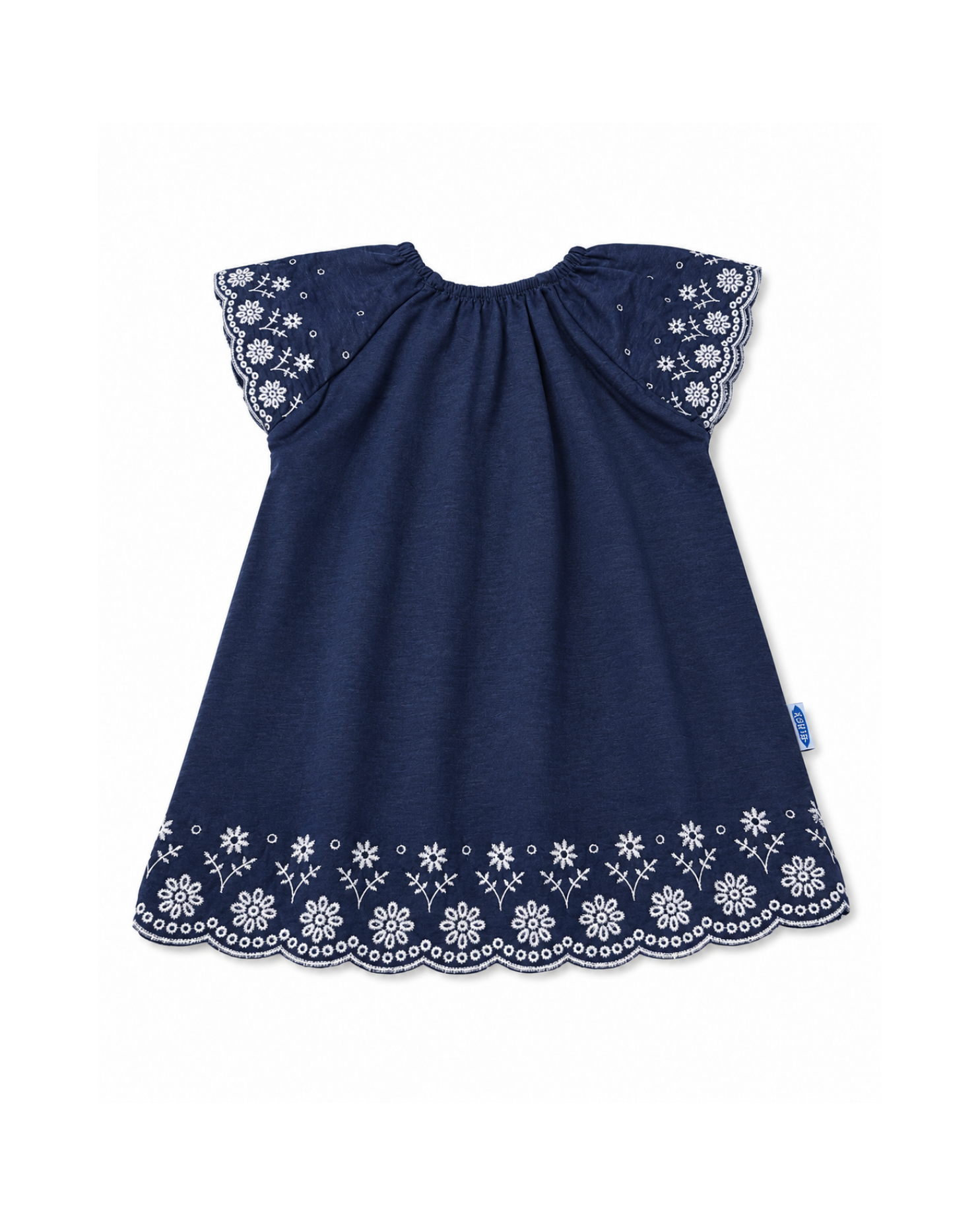 Girls’ Navy Floral Embroidered Dress