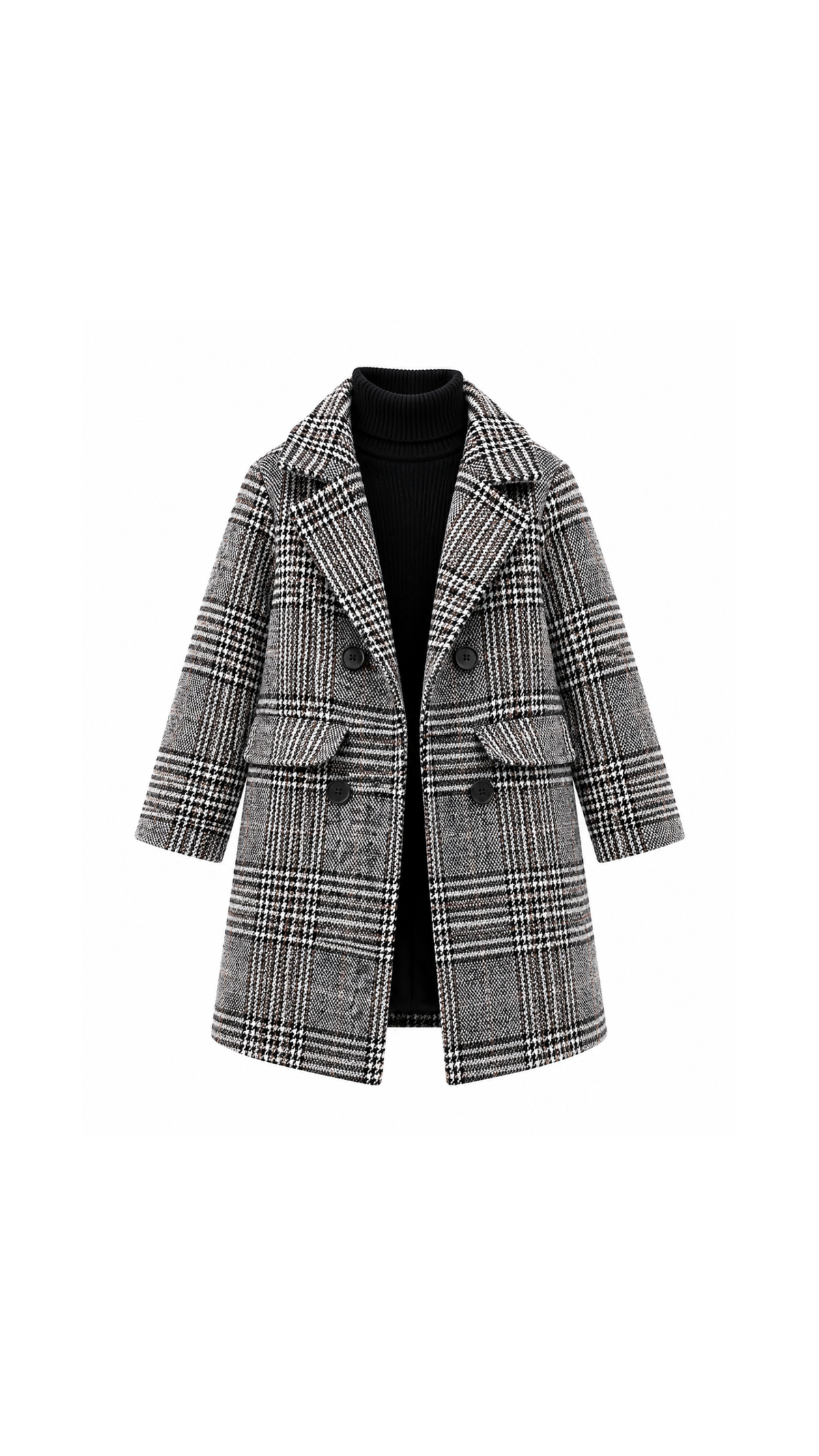 Classic Checked Tailored Girl's Coat