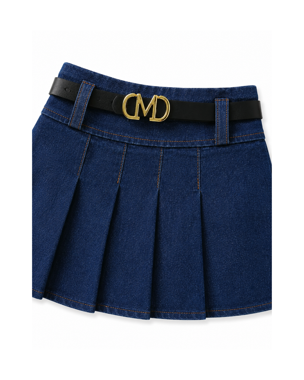 Ruffle-Strap Denim Top & Pleated Skirt Girl's Set