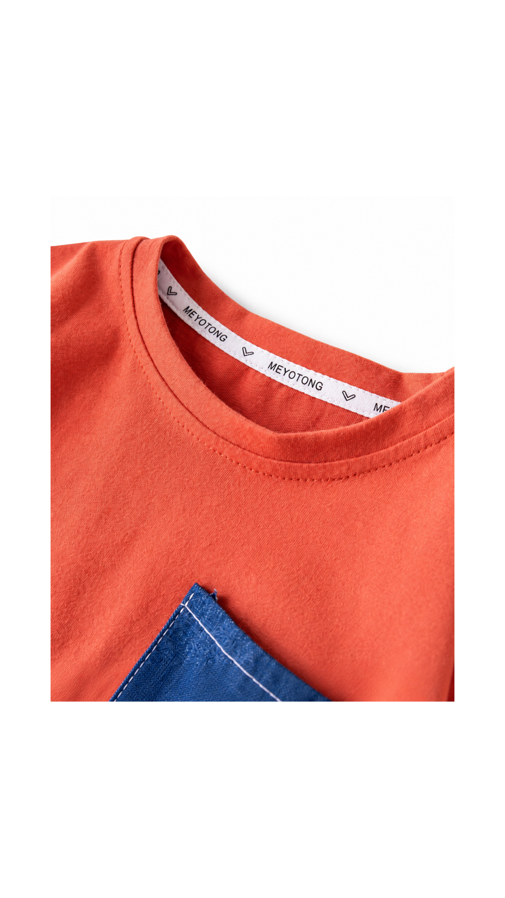 Bear Pocket T-Shirt & Patchwork Denim Shorts Boy's Set