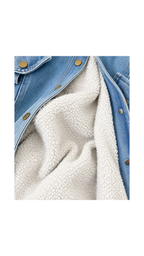 Faux-Fur Trim Belted Denim Girl's Coat