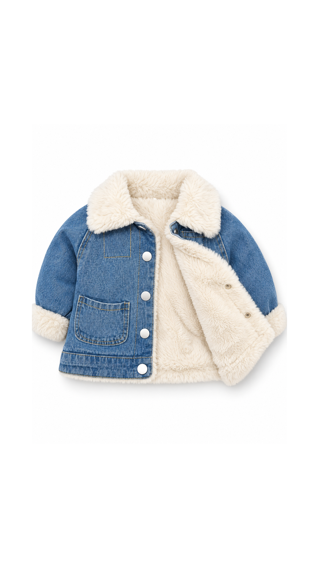 Sherpa-Lined Denim Winter Girl's Jacket