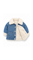 Sherpa-Lined Denim Winter Girl's Jacket
