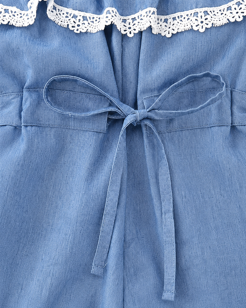 Denim Ruffle Romper with Matching Headband Girl's Set