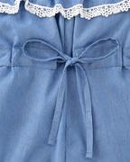 Denim Ruffle Romper with Matching Headband Girl's Set