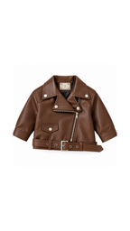 Suede-Look Biker Jacket – Camel Brown Boy's jacket