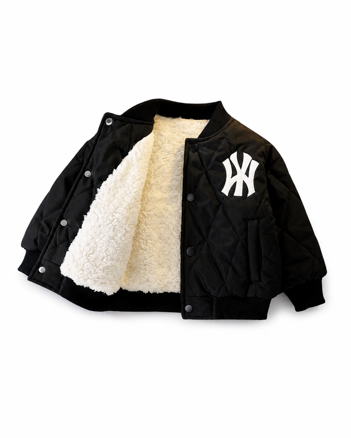 Sherpa-Lined Quilted Bomber Jacket