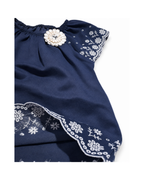 Girls’ Navy Floral Embroidered Dress