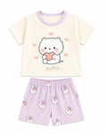 Meow Heart Graphic Summer Girl's Pyjamas