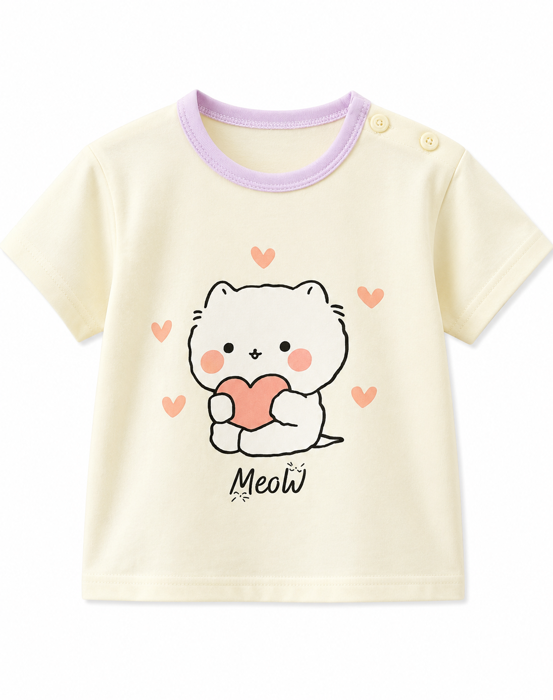 Meow Heart Graphic Summer Girl's Pyjamas