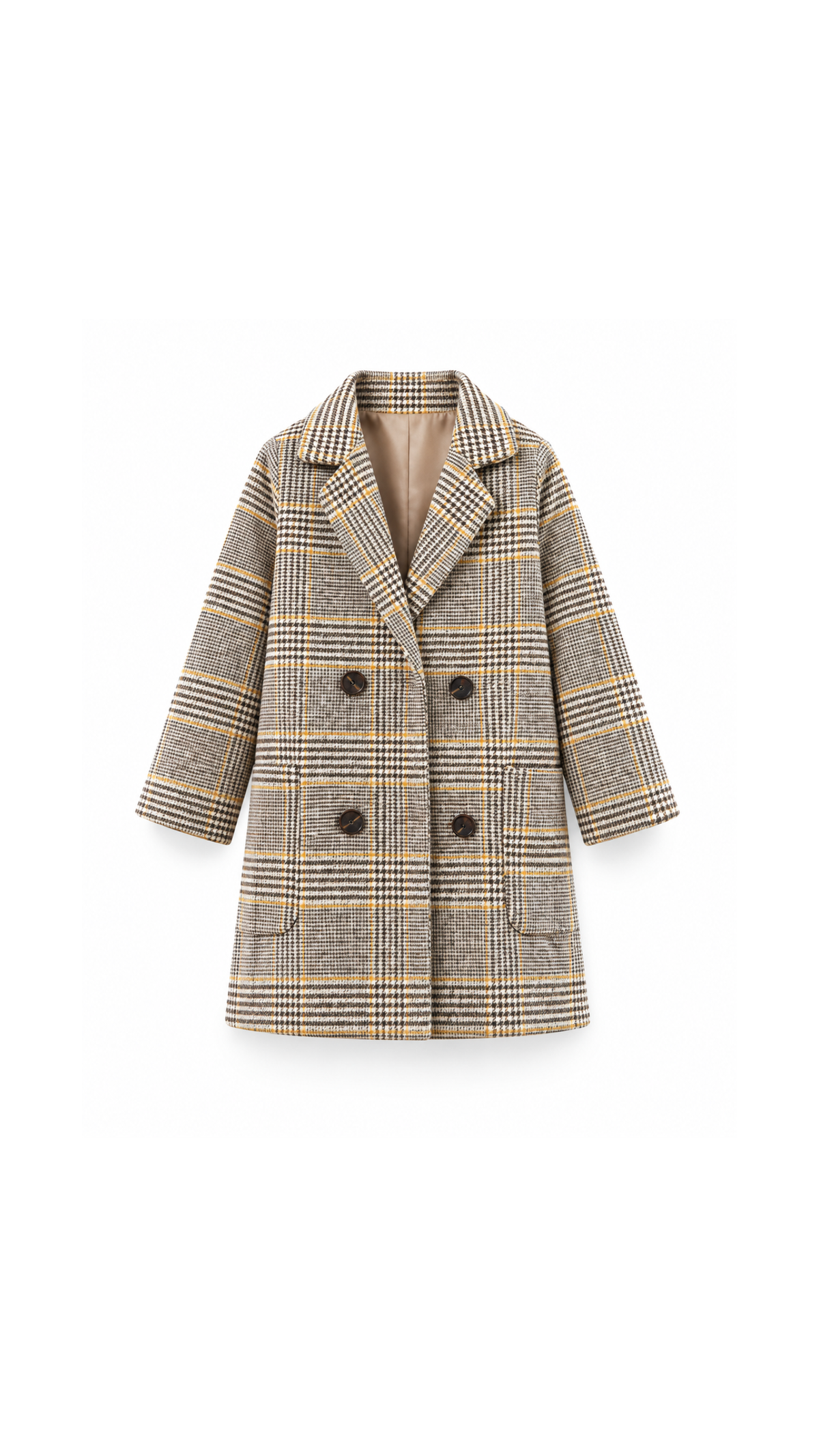 Classic Checked Tailored Girl's Coat