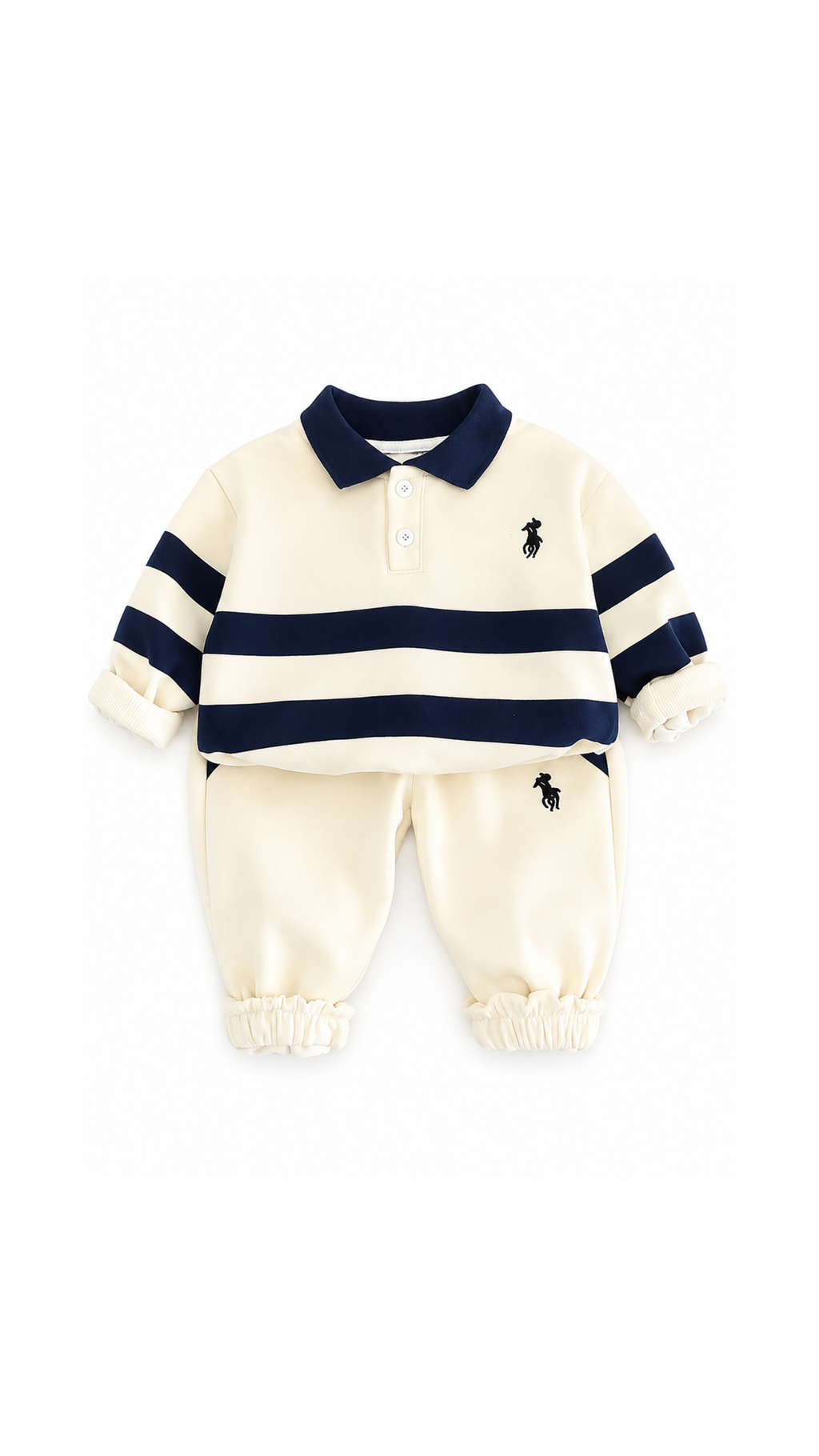 Striped Polo Sweatshirt & Jogger Boy's Set