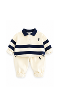 Striped Polo Sweatshirt & Jogger Boy's Set