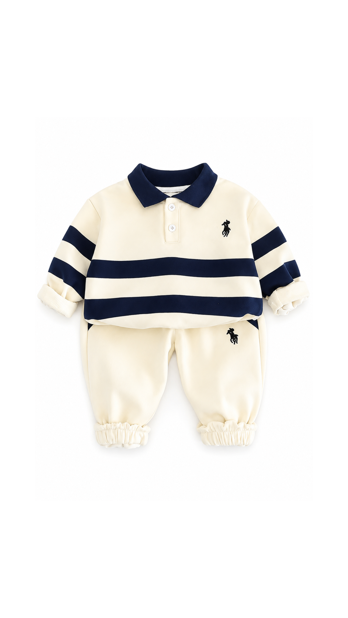 Striped Polo Sweatshirt & Jogger Boy's Set