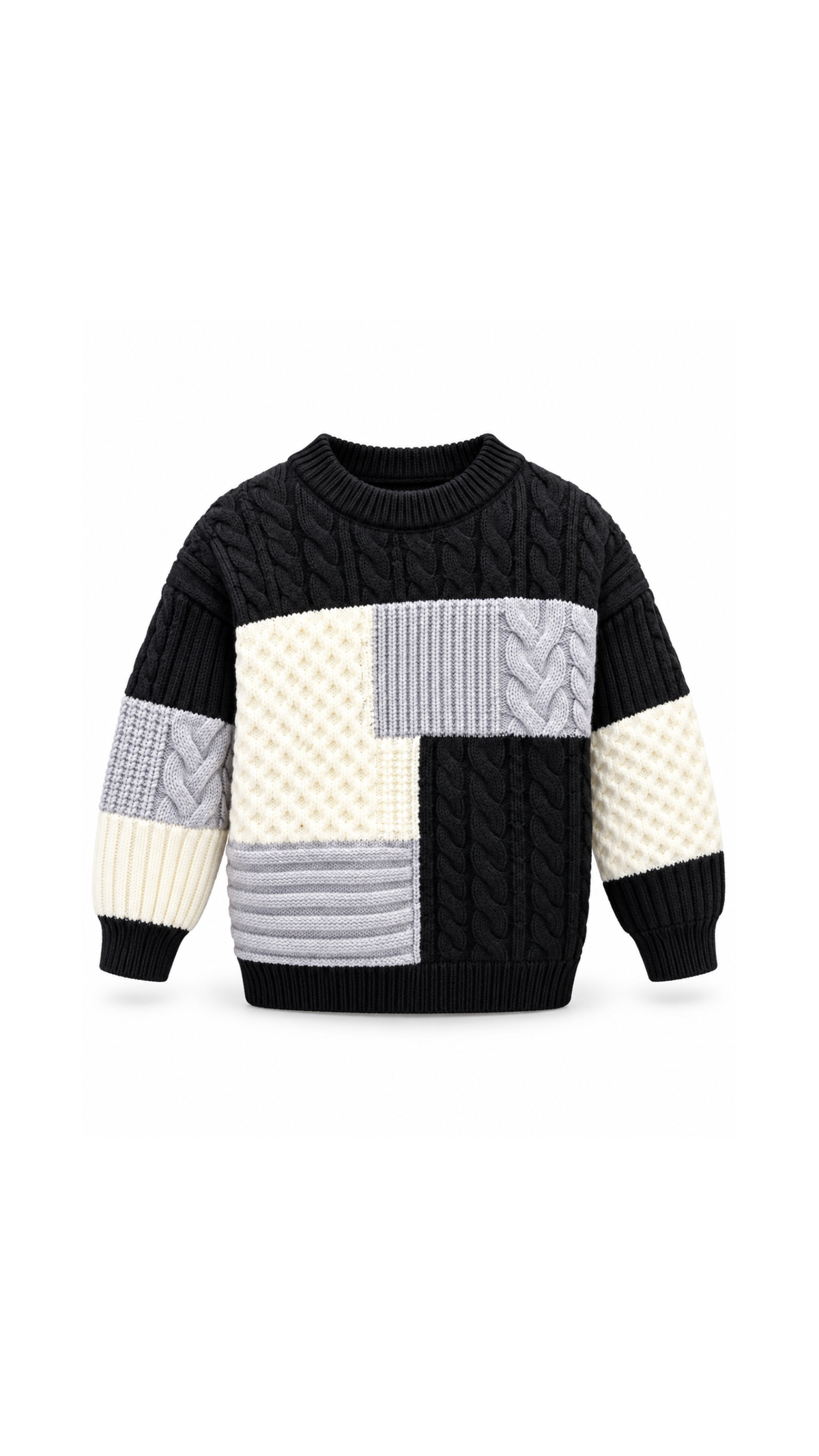 Patchwork Cable-Knit Sweater Boy's T-shirts
