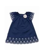 Girls’ Navy Floral Embroidered Dress