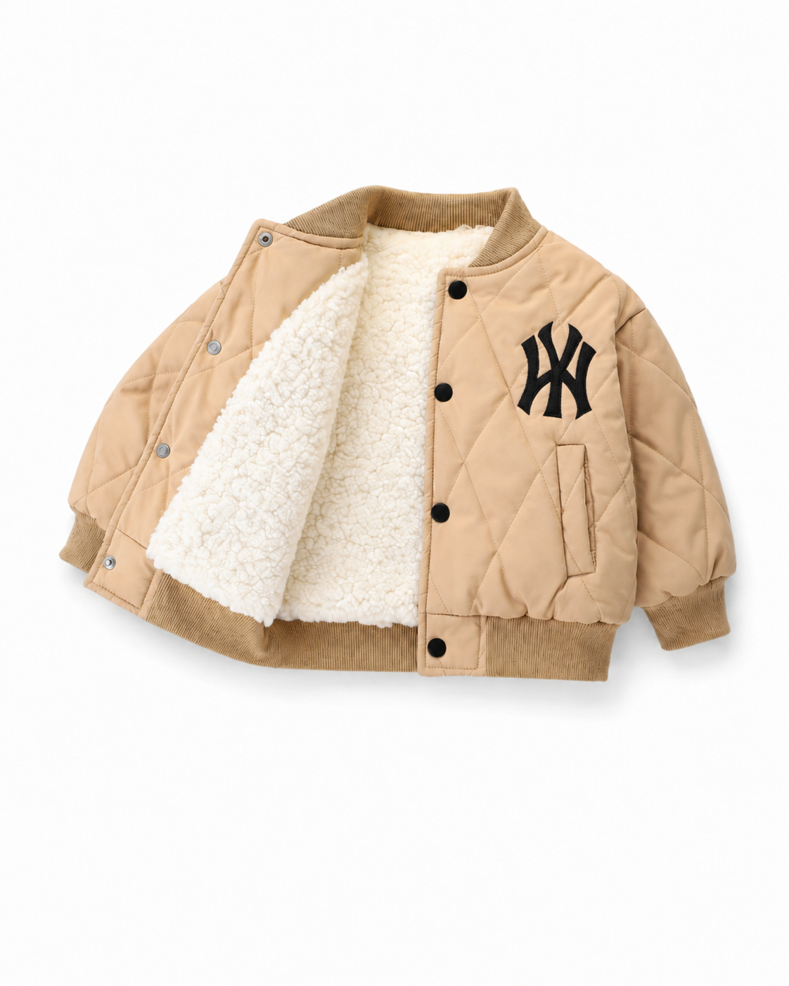 Sherpa-Lined Quilted Bomber Jacket