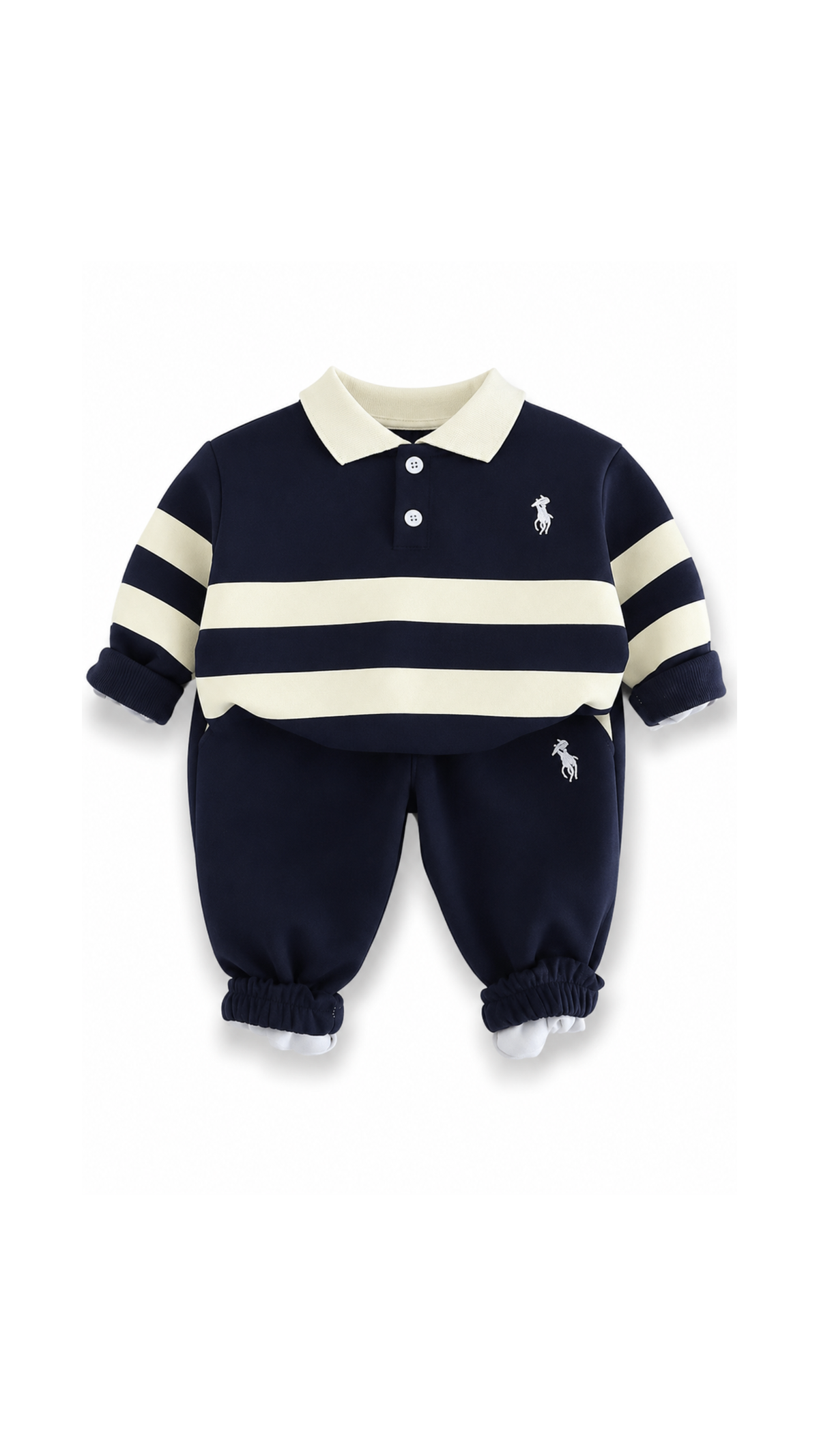 Striped Polo Sweatshirt & Jogger Boy's Set