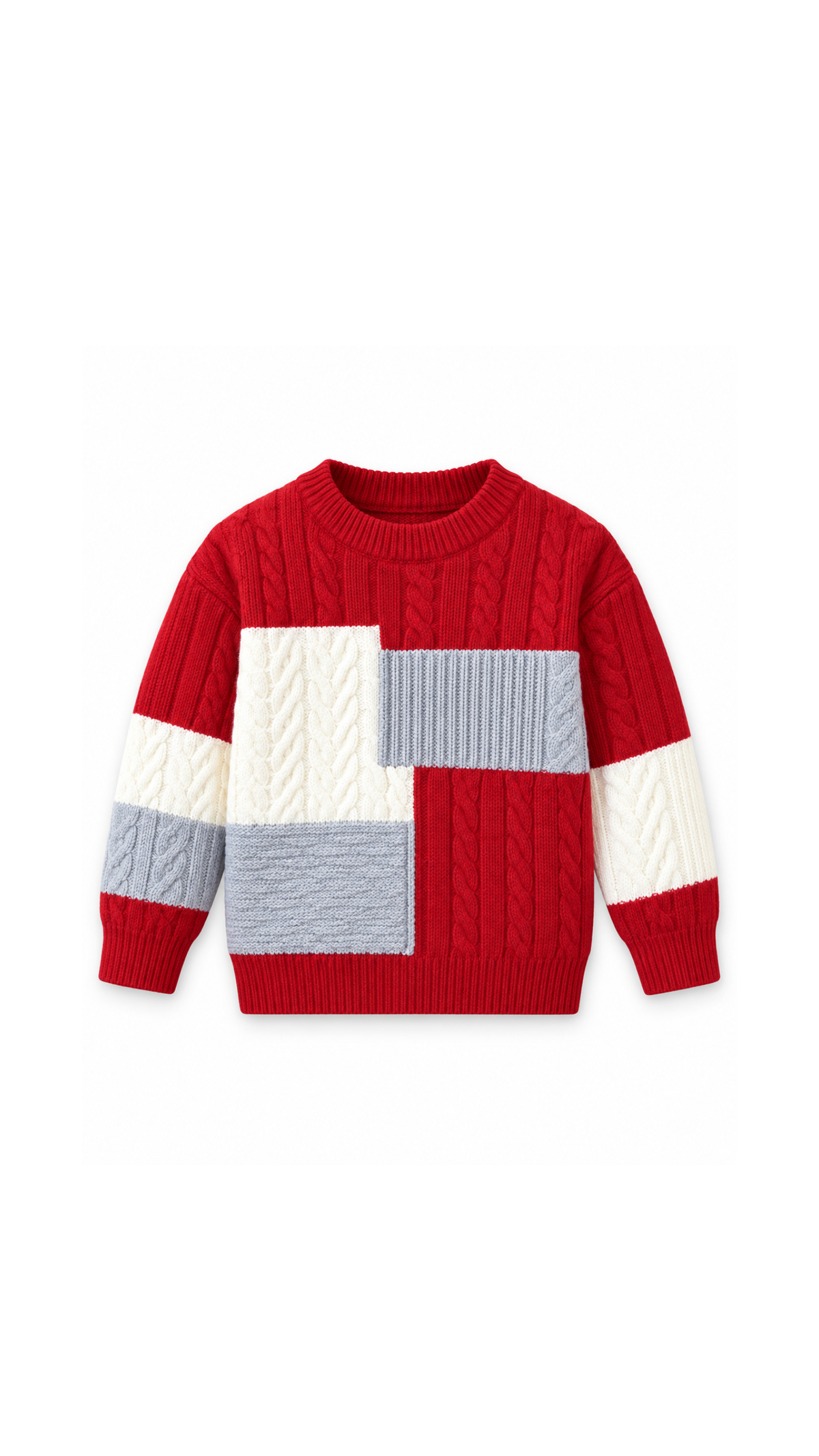 Patchwork Cable-Knit Sweater Boy's T-shirts
