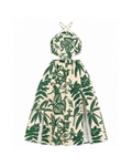 Tropical Print Halter Cutout Beach Maxi Dress