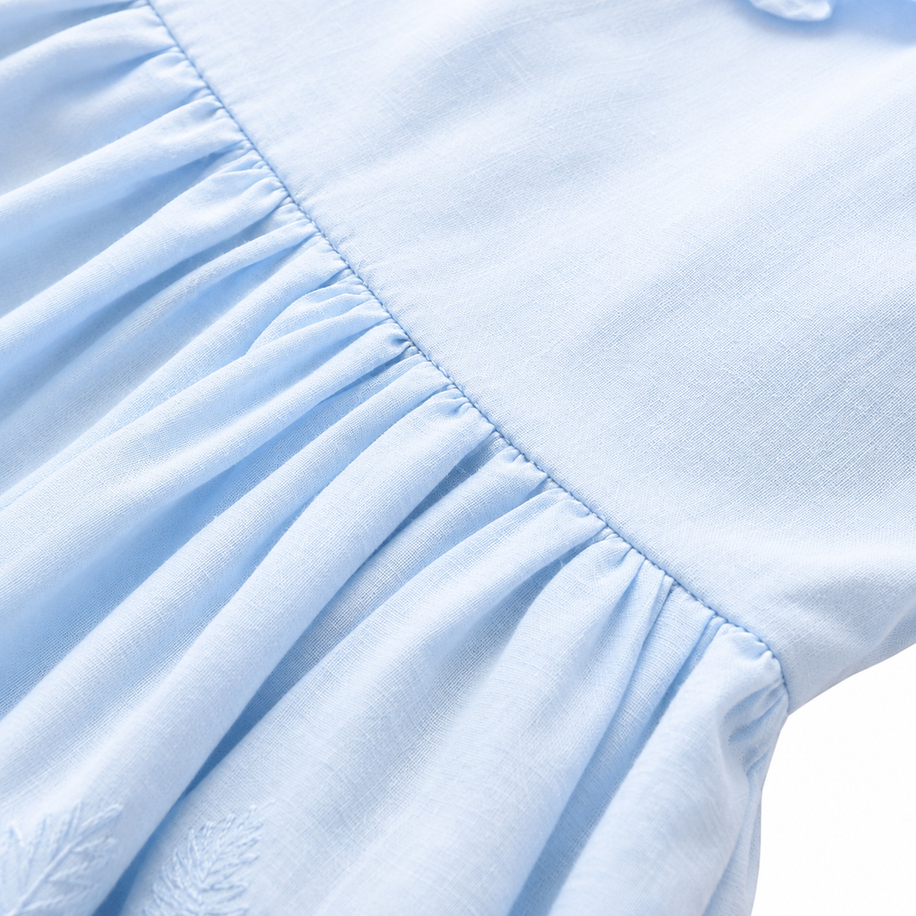 Sky Blue Embroidered Ruffle Dress