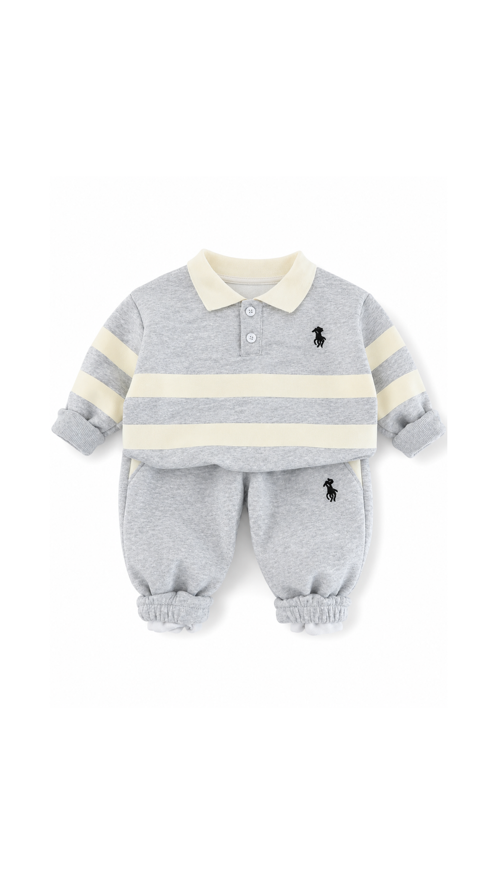 Striped Polo Sweatshirt & Jogger Boy's Set