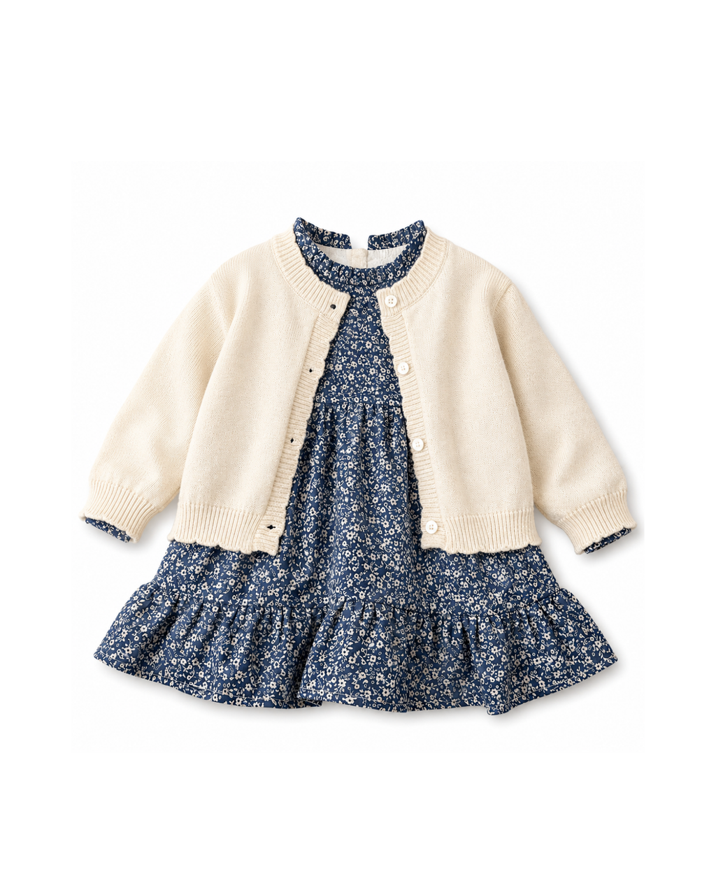 Floral Dress & Knitted Cardigan Girl's Set