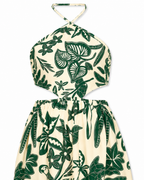Tropical Print Halter Cutout Beach Maxi Dress