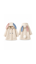 Plush Bunny-Ear Hooded Winter  Girl's Coat