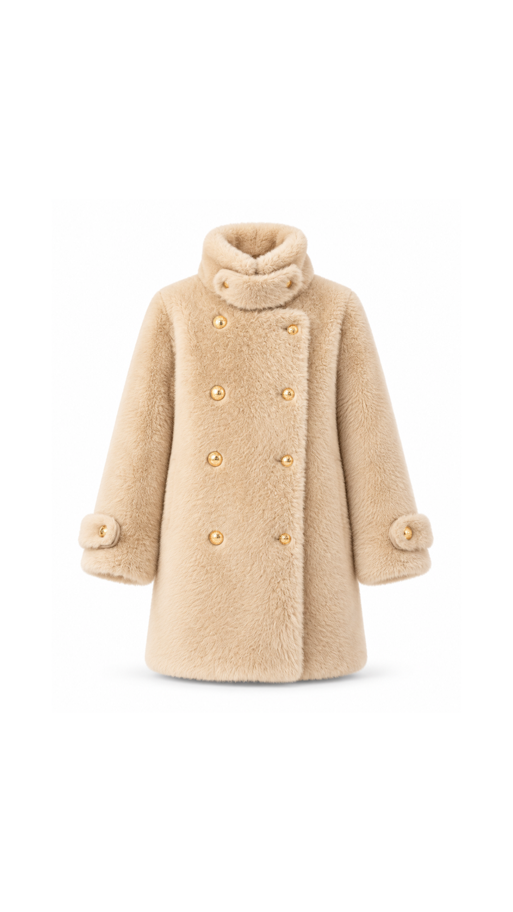 Double-Breasted Faux Fur Girl's Coat