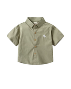 Short-Sleeve Cotton Button-Down  T-Shirt