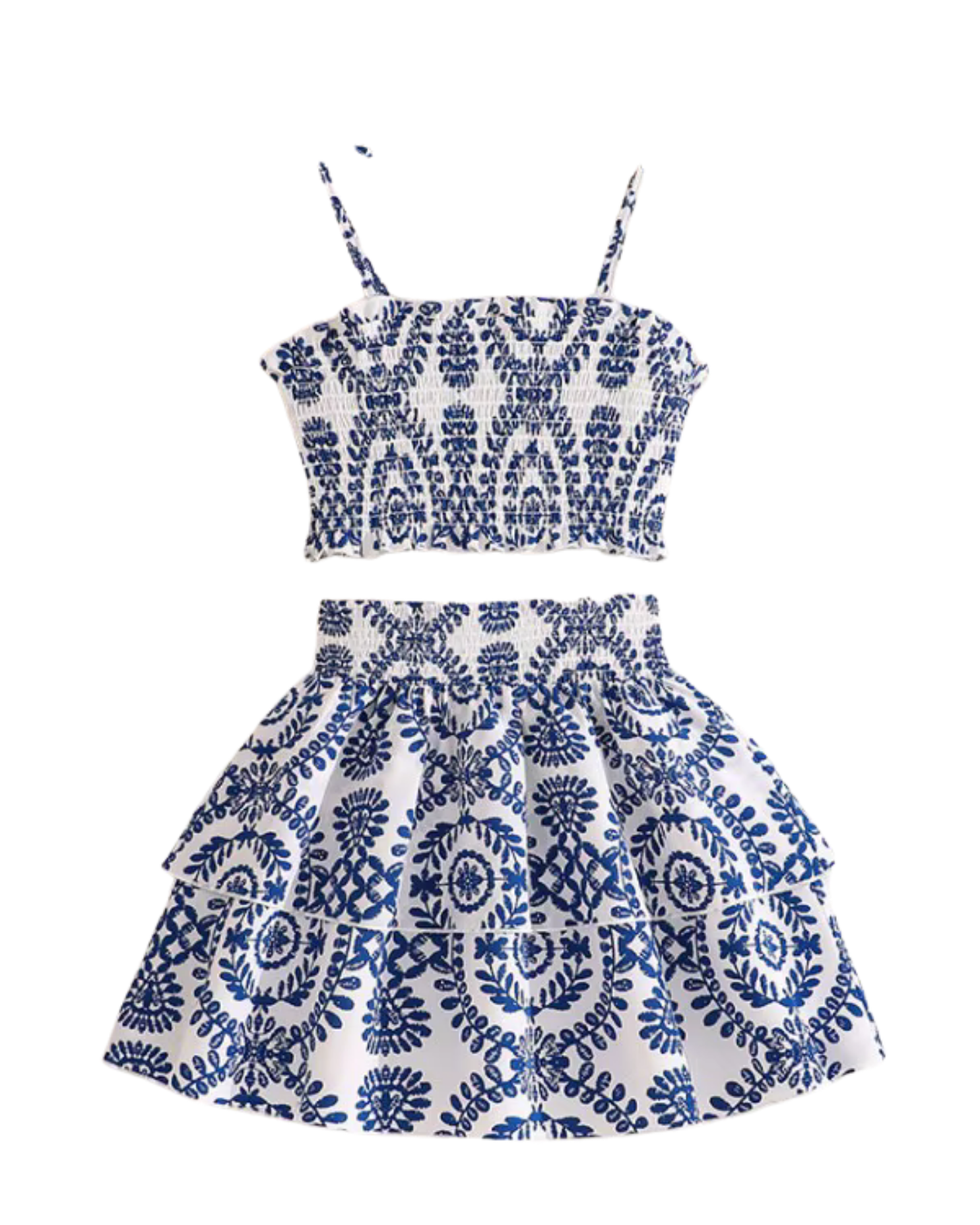 Floral Print Ruffled Skirt & Crop Top Girl's Set