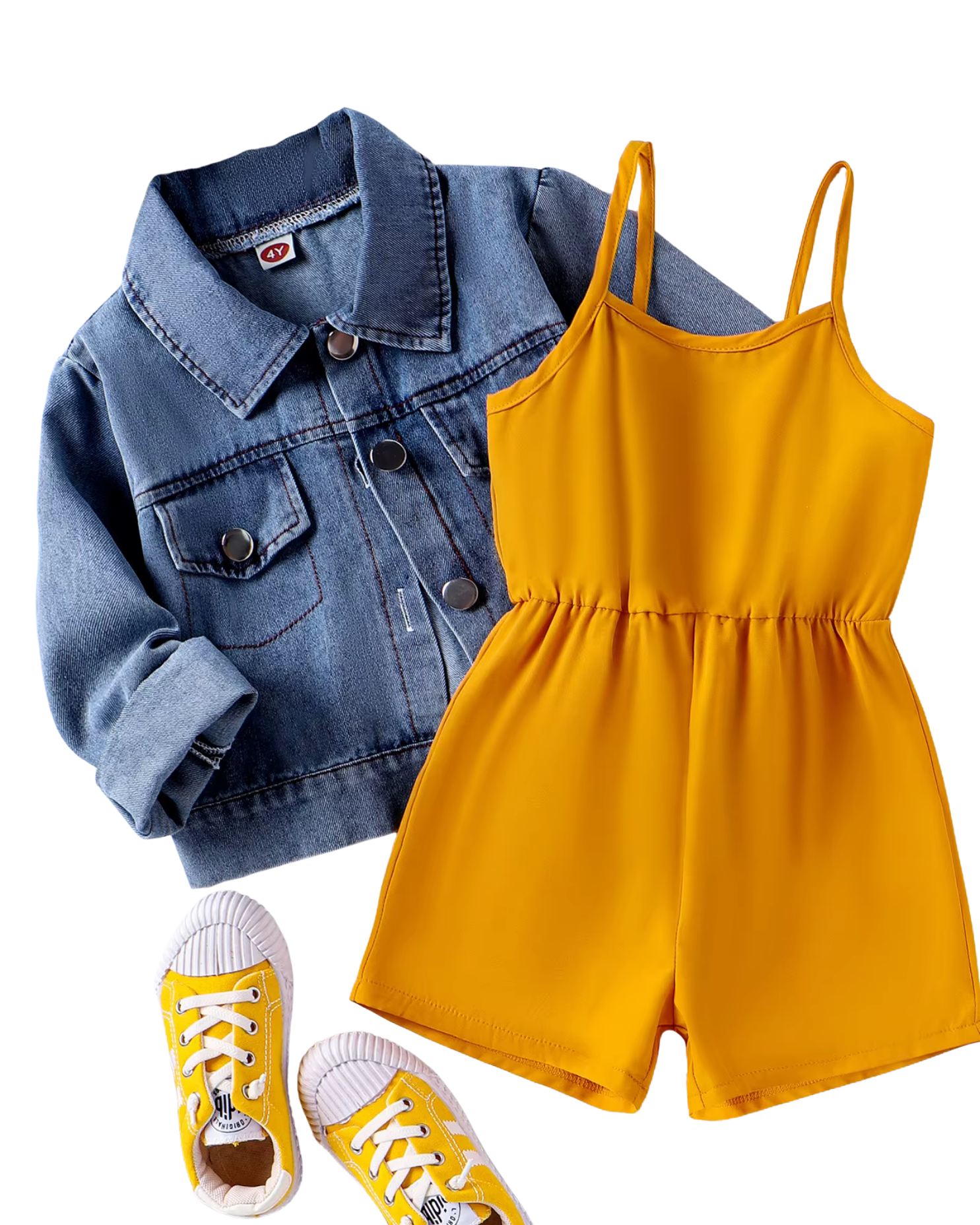 Denim Jacket & Mustard Dress, Girl's Set