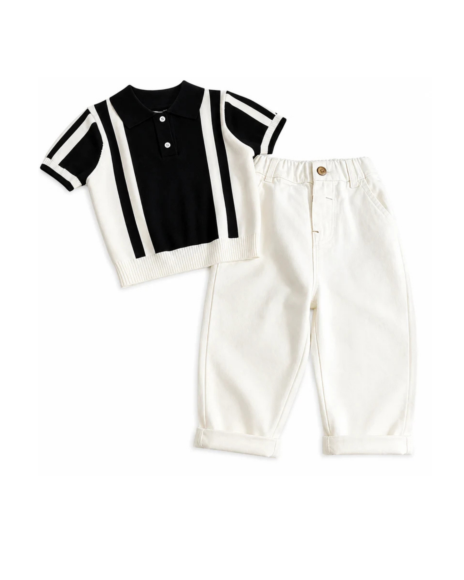 Knit Polo & Casual Pants Boy's Set