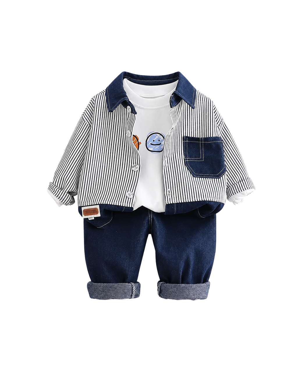 Striped Denim Boy's Set Outfit