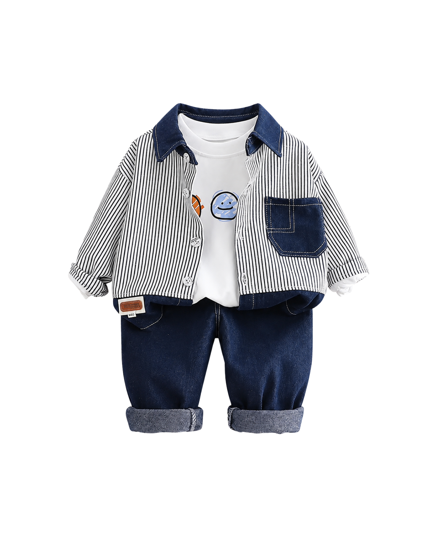 Striped Denim Boy's Set Outfit