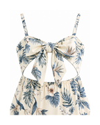 Botanical Print Bow-Front Beach Maxi Dress