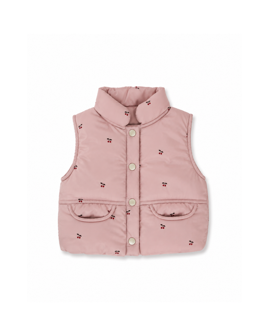 Cherry-Print Padded Puffer Girl's Vest