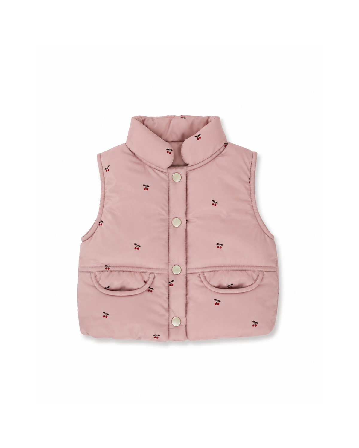 Cherry-Print Padded Puffer Girl's Vest