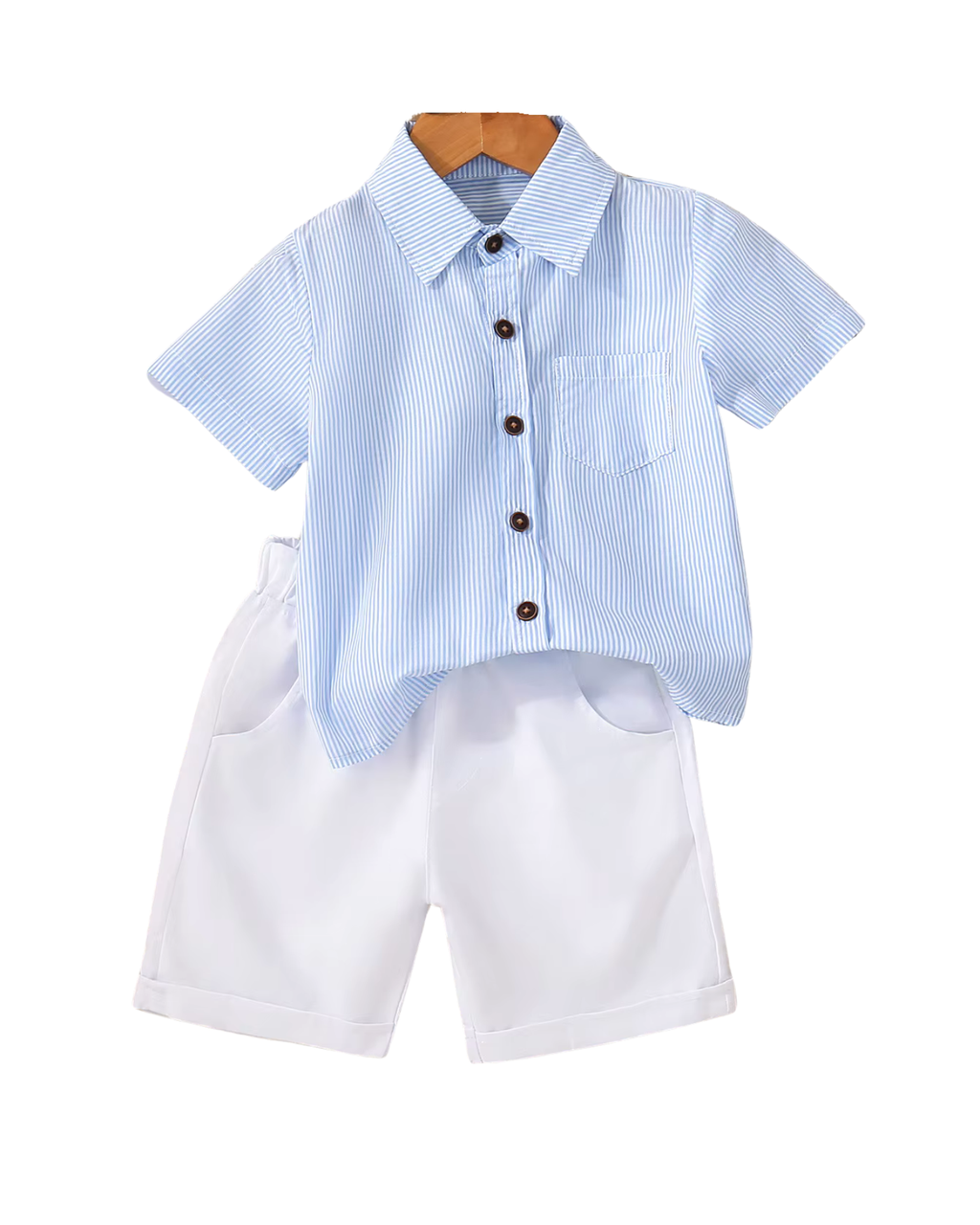 Crisp Striped Shirt & Tailored Shorts Summer Boy's Set