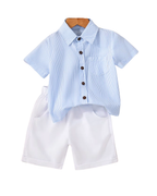 Crisp Striped Shirt & Tailored Shorts Summer Boy's Set