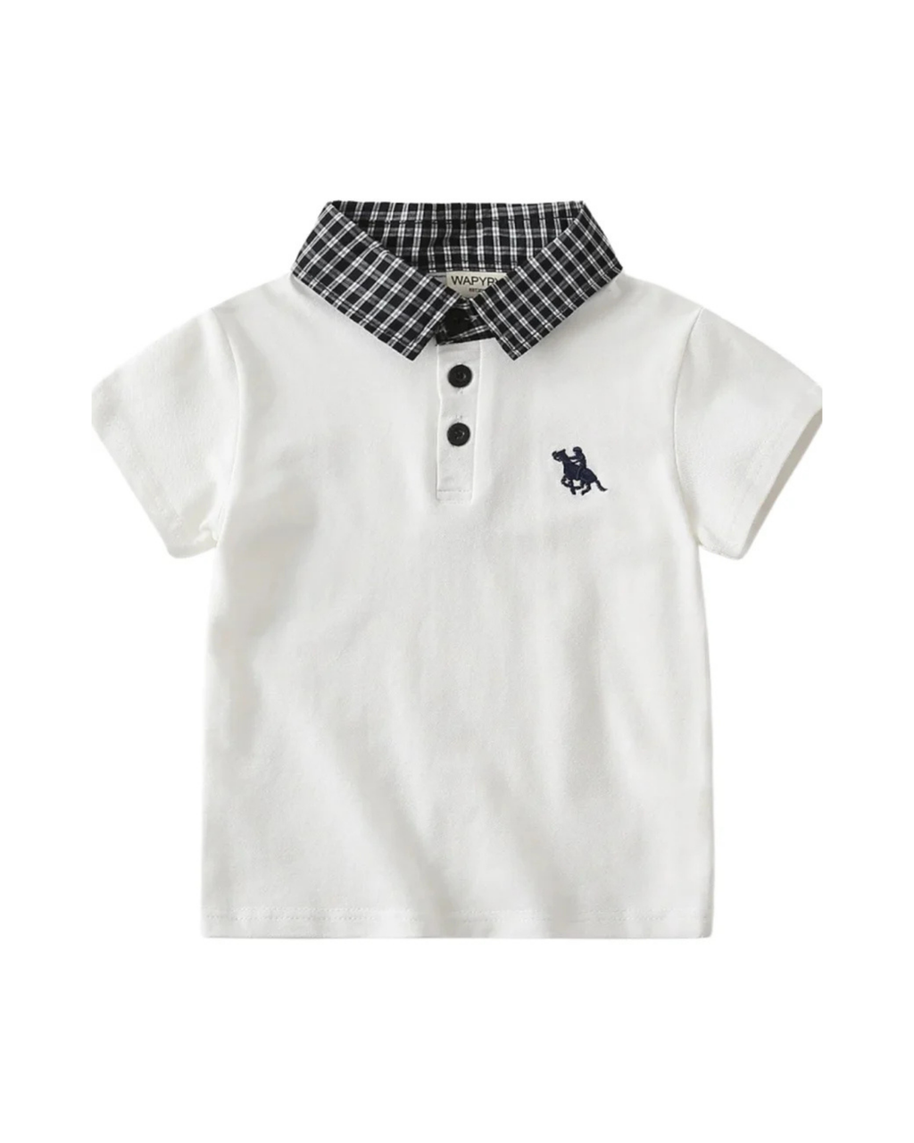 Signature Plaid-Collar Polo Boys T-Shirt