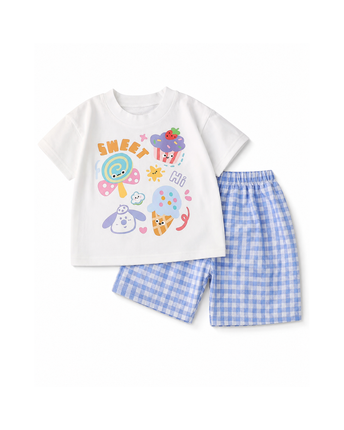 Sweet Treat Graphic T-Shirt & Gingham Shorts Pyjamas