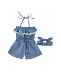 Denim Ruffle Romper with Matching Headband Girl's Set